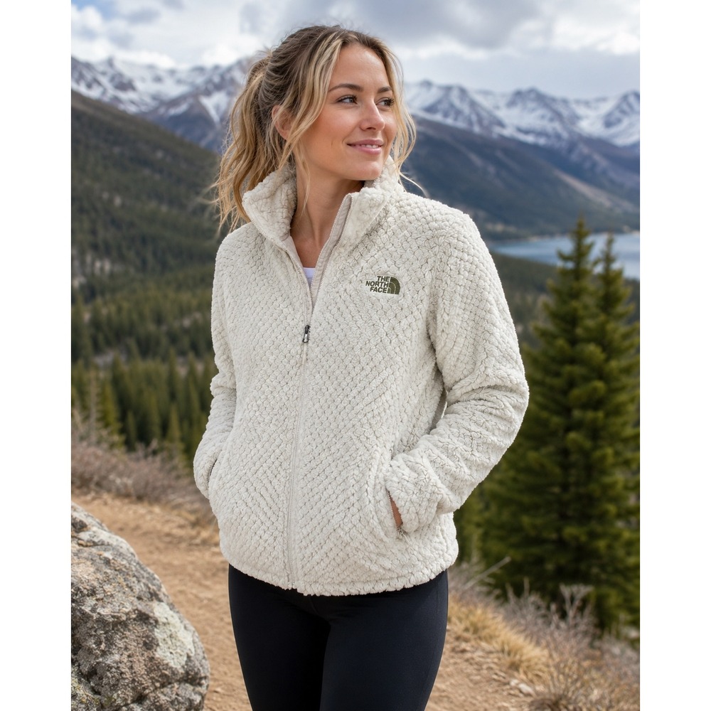 The North Face Womens Cream Oso High Pile Sherpa Fleece Full Zip Jacket Small